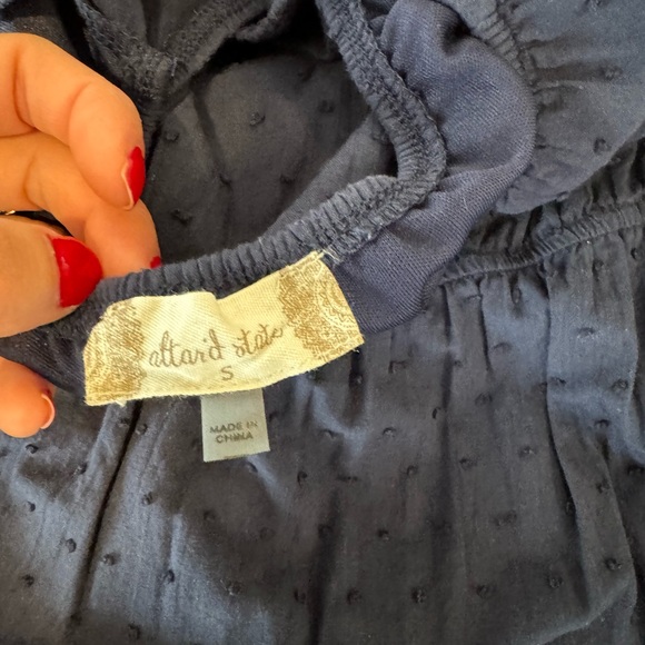 Altar D State Mini Blue Dress Long Sleeve off shoulder Small great condition - Picture 3 of 4